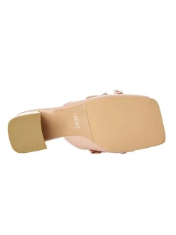 Leder-Pantoletten in Beige