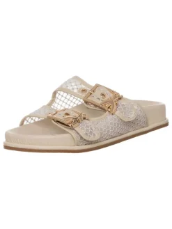 Leder-Pantoletten in Beige