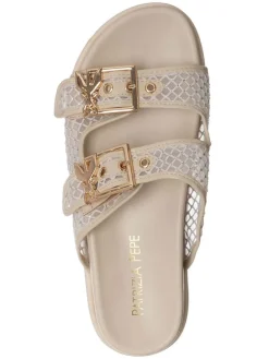 Leder-Pantoletten in Beige