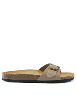 Leder-Pantoletten in Beige