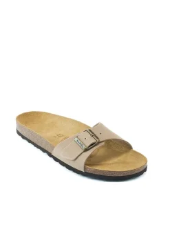 Leder-Pantoletten in Beige