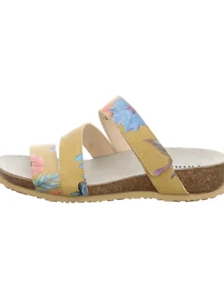 Leder-Pantoletten in Beige