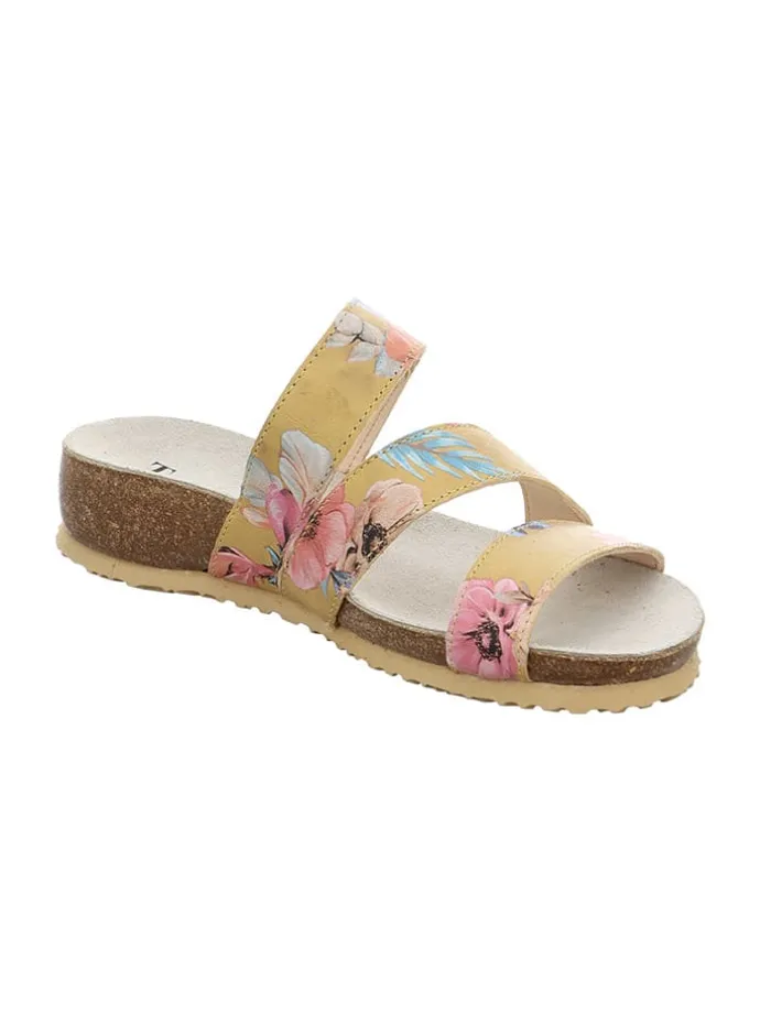 Leder-Pantoletten in Beige