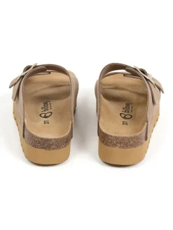 Leder-Pantoletten in Beige