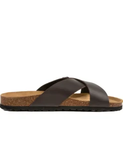 Leder-Pantoletten in Braun