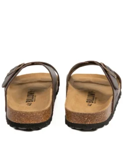 Leder-Pantoletten in Braun