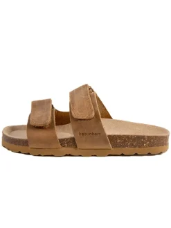 Leder-Pantoletten in Braun