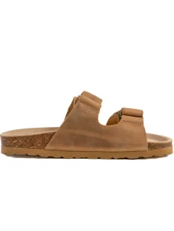 Leder-Pantoletten in Braun