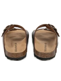 Leder-Pantoletten in Braun