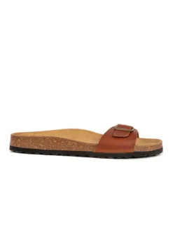 Leder-Pantoletten in Braun