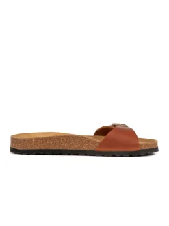 Leder-Pantoletten in Braun