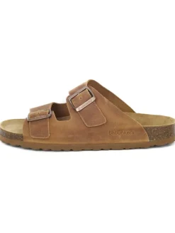 Leder-Pantoletten in Braun