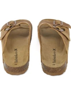 Leder-Pantoletten in Braun