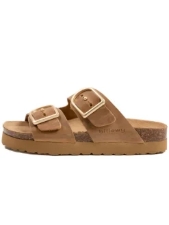 Leder-Pantoletten in Braun