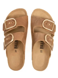 Leder-Pantoletten in Braun