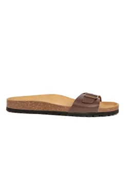 Leder-Pantoletten in Braun