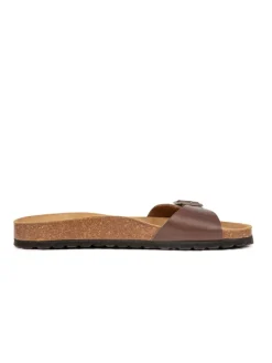 Leder-Pantoletten in Braun