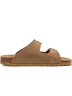 Leder-Pantoletten in Braun