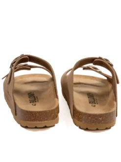 Leder-Pantoletten in Braun