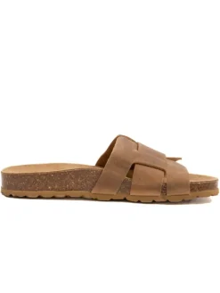 Leder-Pantoletten in Braun