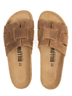 Leder-Pantoletten in Braun