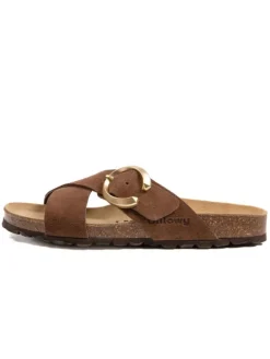 Leder-Pantoletten in Braun