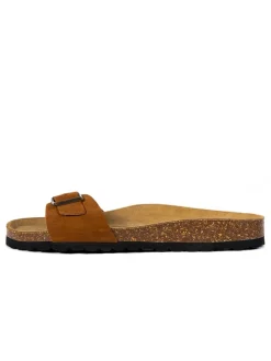 Leder-Pantoletten in Braun