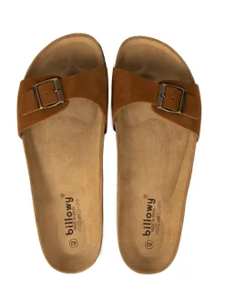 Leder-Pantoletten in Braun