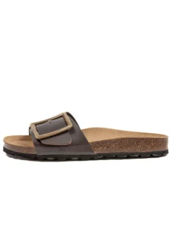 Leder-Pantoletten in Braun