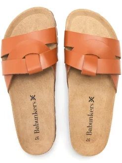 Leder-Pantoletten in Braun