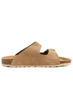 Leder-Pantoletten in Braun