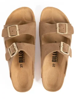 Leder-Pantoletten in Braun