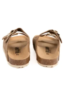 Leder-Pantoletten in Braun