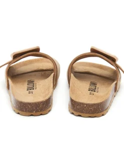 Leder-Pantoletten in Braun