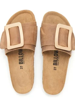 Leder-Pantoletten in Braun