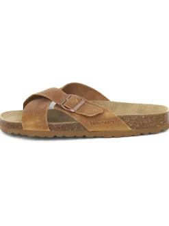 Leder-Pantoletten in Braun