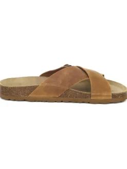 Leder-Pantoletten in Braun