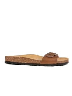 Leder-Pantoletten in Braun