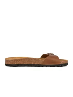 Leder-Pantoletten in Braun