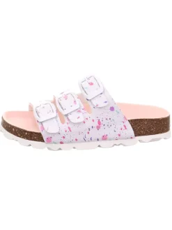 Leder-Pantoletten in Bunt