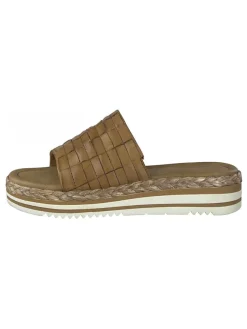 Leder-Pantoletten in Cognac