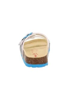 Leder-Pantoletten in Dunkelblau/ Hellblau