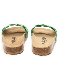 Leder-Pantoletten in Grün