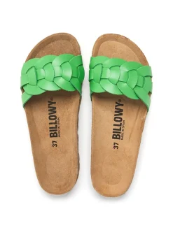 Leder-Pantoletten in Grün