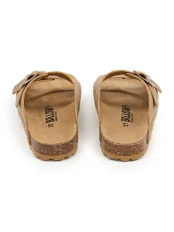 Leder-Pantoletten in Hellbraun