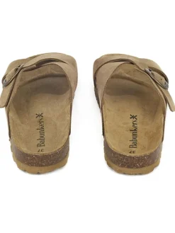 Leder-Pantoletten in Hellbraun