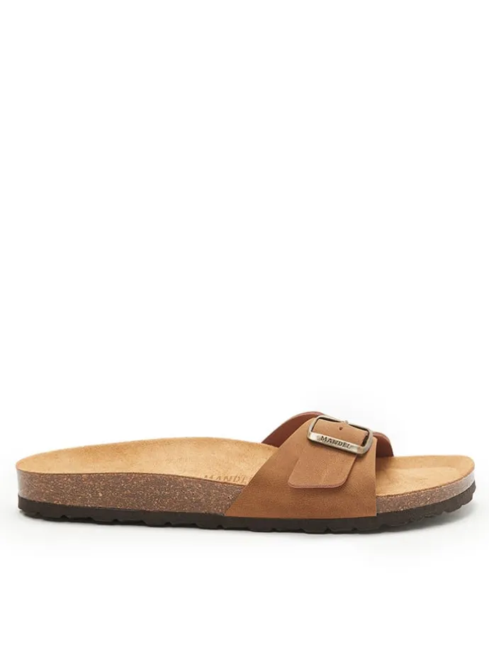 Leder-Pantoletten in Hellbraun