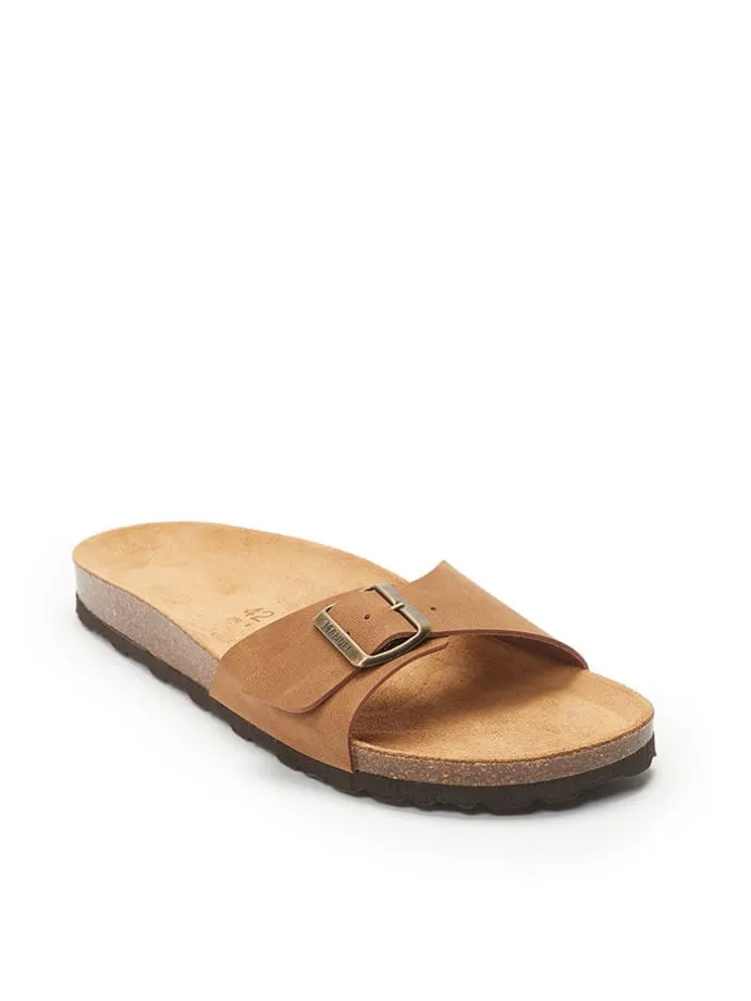 Leder-Pantoletten in Hellbraun