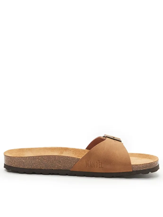 Leder-Pantoletten in Hellbraun