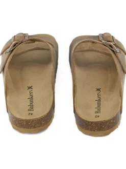 Leder-Pantoletten in Hellbraun